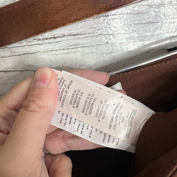 Good American Good Legs Coated Ankle Skinny Jeans Size 2/26 Tortoise Shell - Picture 5 of 8